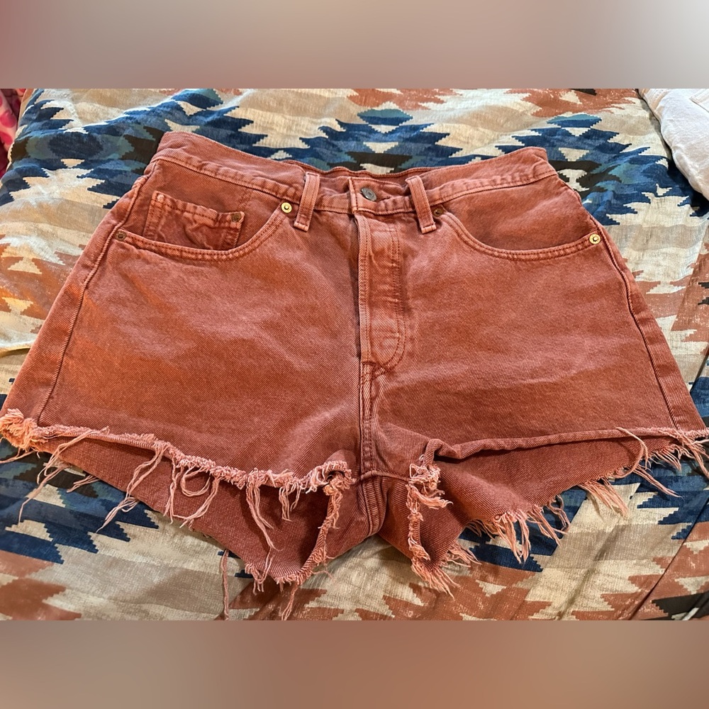 Levi's Women's Frayed Rust Jean Shorts